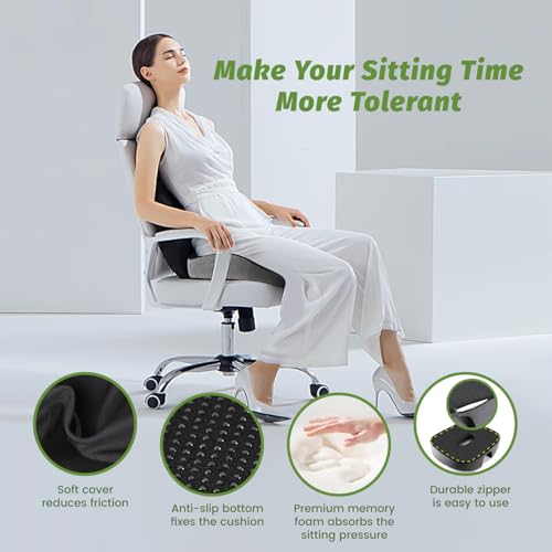 Concave U Surface Donut Pillow for Tailbone Pain Cradle Tailbone Reducing Pressure on Pelvis- Hemorrhoid Pillow for Office, Car, Home Seat-Gray (Black/Gray)
