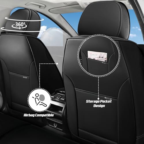 Truck Seat Covers for Chevy Silverado 1500 2007-2026, Waterproof Nappa Leather Full Coverage Car Seat Cover, Muscle Sport Style Auto Interior Covers （Full Set Black&Coffee）