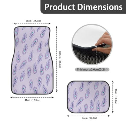 Peacock Purple Feather Car Floor Mats Front & Rear Car Mats Set of 4pcs Car Carpet Universal Fit for SUV,Vans,sedans,Trucks - color: Peacock Purple Feather