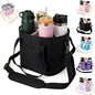 Drink Carrier Bag for 4 Cups, Insulated Drink Carrier with 4 Compartments, Portable Tumbler Holder with Adjustable Strap, Drink Caddy Tote for Coffee, Travel, Takeout & Outings (Black) - color: Black