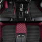 Custom Leather Car Mats, Vehicle-Specific Fit All-Weather Floor Mats, 100% Waterproof Anti-Slip Durable Protection for SUV Truck Sedan, Precision Tailored Protection(Wine red Black Stripes) - color: Wine red black stripes