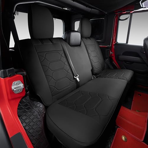 OASIS AUTO Custom Fit Seat Covers Compatible with Jeep Wrangler JL Unlimited (2018-2026) 4-Door, Waterproof Faux Leather, Fits Rubicon Sahara Sport (Black) - color: Black, size: 2018-2026 JL 4-Door