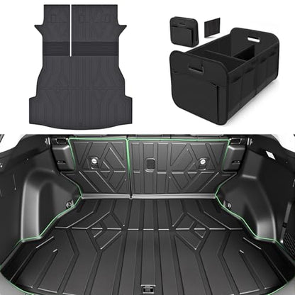 Cargo Trunk Mat with Backrest Mats for Toyota RAV4 2019-2025 (Include Hybrid),All Weather Protection TPE Heavy Duty Cargo Liner RAV4 Accessories,Black - size: Toyota RAV4 2019-2025