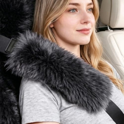 OGLAND Long Wool Sheepskin Seat Belt Covers, Seatbelt Pads for Adults Kids Women Universal Car 2 Pack (Steel) - color: Steel, size: Long Wool