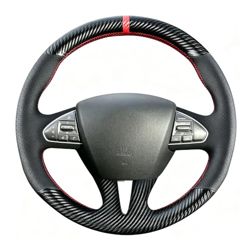 DIY Carbon Fiber Steering Wheel Covers for Infiniti Q50 2014 2015 2016 2017 Sport 15 inch Stitching Leather Interior Accessories