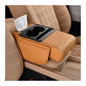 Car Center Console Armrest Pillow, Memory Foam Leather 4 in 1 Vehicle Arm Rest Cover with Tissue Box 2 Side Storage Bag Cup & Phone Holder, Auto Armrest Cushion, Universal Fit (Orange)
