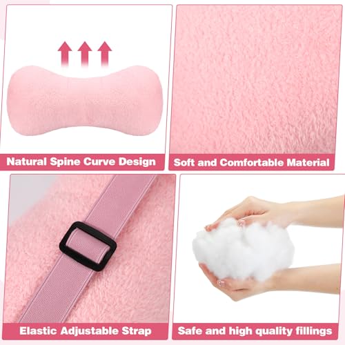 1 Pc Neck Pillow for Recliner Headrest Pillow Bone Shaped Chair Plush with Adjustable Strap Neck Support and Pain Relief Curve Head Cushion for Car Travel Airplane (Pink) - color: Pink