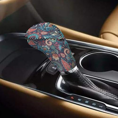 Bulopur Car Shifter Gear Hand Brake Trim Cover Set for Most Cars Van SUV Sedan Truck Auto Accessories - color: Boho Paisley Flower