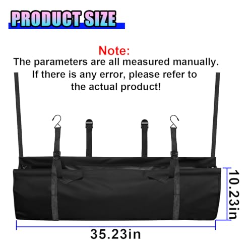 Hanging Car Trunk Organizer, Large Capacity Backseat Storage Bag, Waterproof 1680D Oxford Cargo Organizer with Adjustable Straps, Collapsible Car Storage for SUV Truck MPV (Black)