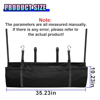 Hanging Car Trunk Organizer, Large Capacity Backseat Storage Bag, Waterproof 1680D Oxford Cargo Organizer with Adjustable Straps, Collapsible Car Storage for SUV Truck MPV (Black)