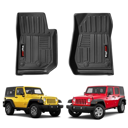 Custom for 2007-2018 Jeep Wrangler JK 4 Door 2 Door Floor Mats 2 Pcs All Weather TPE Rubber Protection Mat (for Jeep Wrangler JK Front Floor Mat) - color: for Jeep Wrangler JK Front Floor Mat