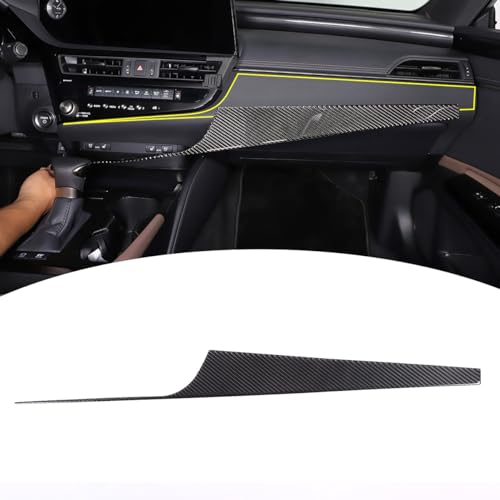 Car Center Console Co-piolt Dashboard Panel Trim Strip Sticker,Fit for Lexus ES 2021 2022 2023 Model Real Soft Carbon Fiber Automotive Decoration Accessories (Black Carbon Fiber) - color: Black Carbon Fiber