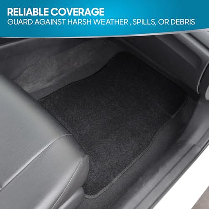BDK Premium Black Carpet Floor Mats for Cars - Universal Fit Interior 4-Piece Car Mats Full Set with Vinyl Heel Pad Protector - Cute Car Accessories Interior Floor Covers for SUVs & Trucks
