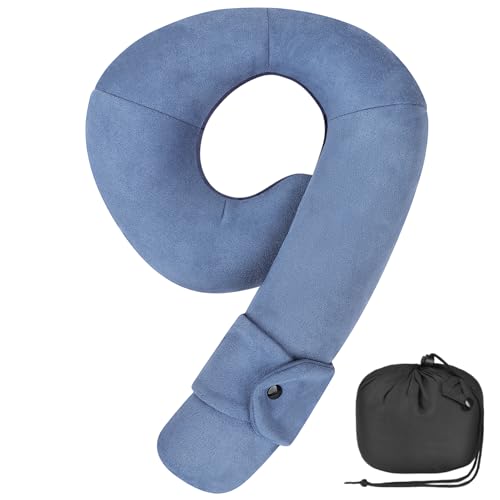 Kids Travel Neck Pillow, Toddler Travel Pillow for Car & Airplane and Head & Chin Support, Comfortably Travel Neck Pillow for Road Trip Rest, Gifts for Toddler/Kids - color: Light Blue & Dark Blue