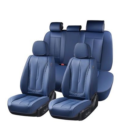 Coverado Car Seat Cover Full Set, Blue Seat Covers Front Seats Back Seat Covers, Nappa Leather Waterproof, Car Seat Cushion, Car Seat Protector Universal Fit Most Cars - color: Z-Blue, size: FullSet