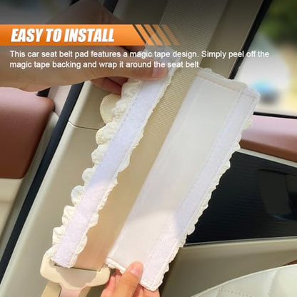 2PCS Cute Flower Car Seat Belt Cover Pads, Soft Safety Belt Shoulder Pad, Floral Auto Seat Strap Pad Neck Cushion Protector, Universal Car Accessories for More Comfortable Driving (Pink)