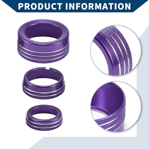 AC Air Conditioner Gear Shift Headlight Media Switch Knob Cover for Dodge for RAM 13-17 / Interior Trim/Stylish Aluminum Alloy / 5 Pcs Purple - color: Purple