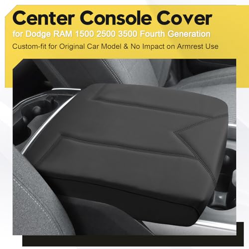 FIILINES Center Console Cover for Dodge RAM 1500 2500 3500 2009-2018 (Bucket Console Only), Armrest Cover Pad Cushion Seat Box Lid Protector RAM Accessories Armrest Cover Anti-Scratch Black - size: For Dodge RAM 1500 2500 3500 2009-2018