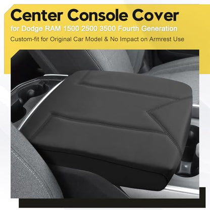 FIILINES Center Console Cover for Dodge RAM 1500 2500 3500 2009-2018 (Bucket Console Only), Armrest Cover Pad Cushion Seat Box Lid Protector RAM Accessories Armrest Cover Anti-Scratch Black - size: For Dodge RAM 1500 2500 3500 2009-2018