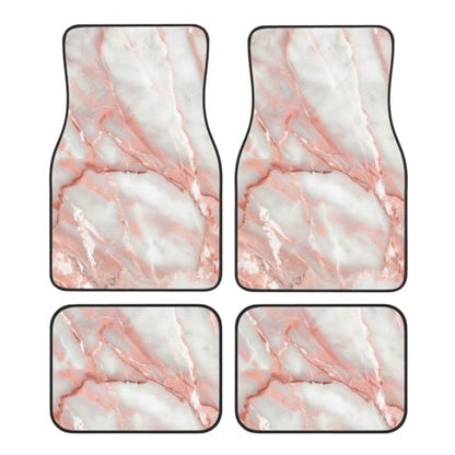 Universal Fit Car Floor Mats, Pink Marble Designs Printed Set of 4pcs Car Carpet Fit for SUV, Vans, Sedans, Trucks - color: Pink Marble
