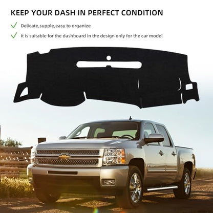 Dashboard Dash Cover Mat for Chevy Chevrolet Silverado 2007 2008 2009 2010 2011 2012 2013 Polyester Custom Fit Silverado Dash Cover with Two Glove Boxes (Silverado 2007-2013, Black, 2 Gloves) - size: Chevy Silverado 2007-2013