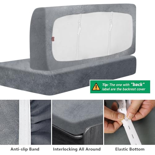 molasofa Leather Like RV Dinette Cushion Covers, RV Booth Seat Cover Stretchable Camper Cushion Couch Covers Washable Slipcovers for RV Camper Car Bench(1 Backrest Cover & 1 Bench Cover, 08Dark Gray) - color: 08dark Gray, size: 1 Bench Cover & 1 Backrest