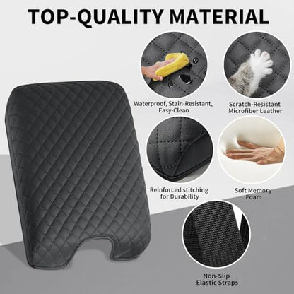 Center Console Armrest Cover for 2013-2018 Ram 1500 & 2013-2024 Ram 2500/3500/1500 Classic Model (ONLY for Jump Seat Console), Premium Leather Car Console Cover - size: 2013-2018 Ram 1500 (Jump Seat Console)