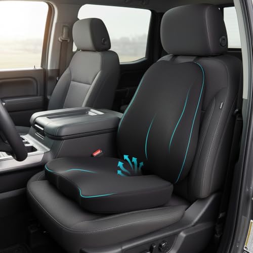 Car Seat Cushion,Lumbar Support Pillow for Office Chair – 3D Breathable Mesh Memory Foam Pad,Non-Slip Truck Seat Cushion with Adjustable Strap, Lower Back Support for Car, Office, Gaming Chair, Black - color: Black