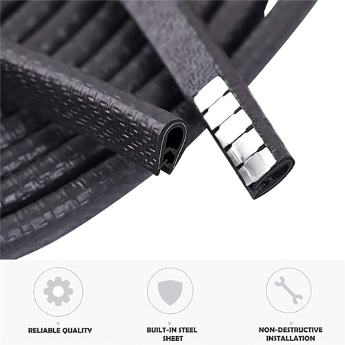 Universal Car Door Guards 66Ft(20M), Rubber U Shape Edge Trim Protection Strip, Black No-Glue Design Fits Most Vehicles - size: 66FT