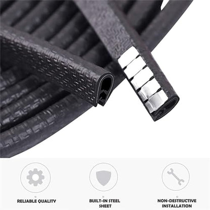Universal Car Door Guards 66Ft(20M), Rubber U Shape Edge Trim Protection Strip, Black No-Glue Design Fits Most Vehicles - size: 66FT