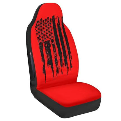 American Flag Printed 2 Pcs Car Seat Cover for Front Seat, Waterproof Auto Front Seat Cover Airbag Compatible, All Weather Front Car Seat Cover, Easy to Install, Car Interior Accessories - color: American Flag - Red and Black