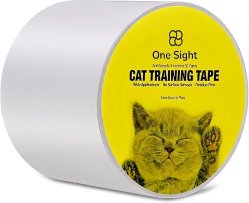 Anti Scratch Cat Tape for Furniture 4" X 30 Yards – PVC Couch, Carpet and Door Protection with Easy Peel Arrow Marker, Wide Clear Sticky Adhesive Cat Scratch Furniture Protector – Easy to Install