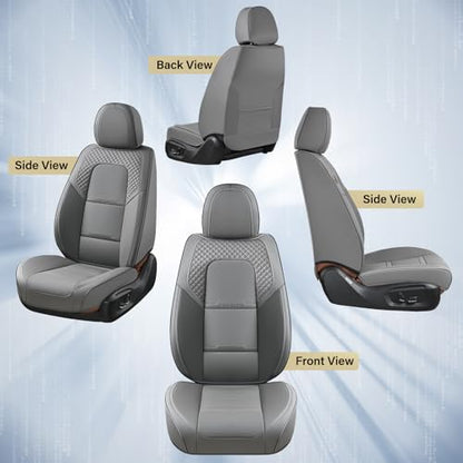 Coverado Car Seat Covers Front Seats, 2 Piece Car Seat Protector with Removable Headrest, Nappa Leather Breathable Front Seat Cushion Side All Wrapped Universal Fit Truck Automotive Most Cars Gray - color: Nappa-Gray, size: Front