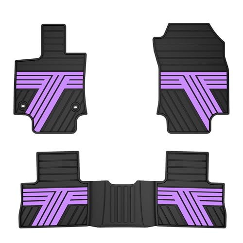 All Weather Floor Mats Custom Fit for Toyota RAV4 2019-2025 Waterproof Heavy Duty Anti-Slip Car Mats, 1st & 2nd Row Black & Purple - color: Black & Purple