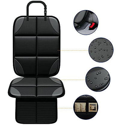 Car Seat Protector MHO+All 2 Pack Auto for Child Baby Car Seats - Large CarSeat Sit Savers Mat with Waterproof 600D Fabric & 2 Storage Pockets, Crash Test Approved