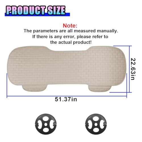 Car Rear Seat Cover, Comfortable Linen Automotive Seat Pad with Storage Pocket, Anti-Slip Breathable Vehicle Seats Protection Mat, Universal Car Bench Seats Pad for SUV, Truck (Beige-L) - size: Beige-L