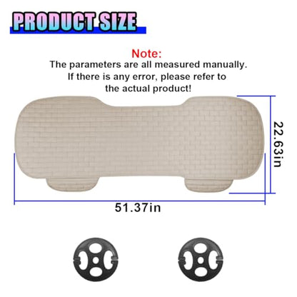 Car Rear Seat Cover, Comfortable Linen Automotive Seat Pad with Storage Pocket, Anti-Slip Breathable Vehicle Seats Protection Mat, Universal Car Bench Seats Pad for SUV, Truck (Beige-L) - size: Beige-L