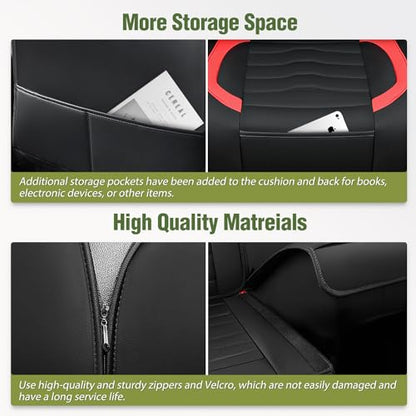 Nilight Car Seat Covers Custom Fit 2008-2024 Toyota Tundra Double CrewMax Cab Waterproof Faux Leather Cushion Full Set with Split Bench 60/40 for SR5 Limited Platinum 1794 Edition - color: Full Sets 5 Seat, style: Toyota Tundra 2008-2024
