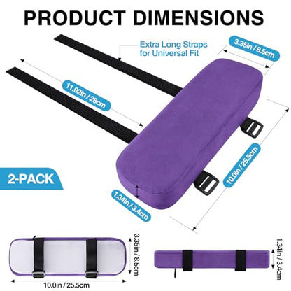 Smiry Ergonomic Office Chair Armrest Pads, Memory Foam Arm Rest Covers, Non-Slip Armrest Cushion with Adjustable Buckles and Straps, Elbow Relief for Desk, Gaming & Wheelchair (Purple, Set of 2) - color: Purple