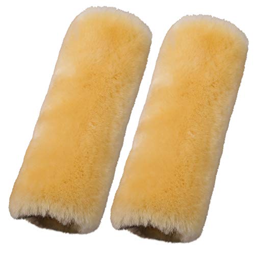 OGLAND 2 Pack Car Seat Belt Cover Cushion, Fluffy Soft Sheepskin Auto Should Seat Belt Pads, Neck Protector for Women Adults Baby Kids Pet (Golden Yellow) - color: Gold, size: Shearling Wool