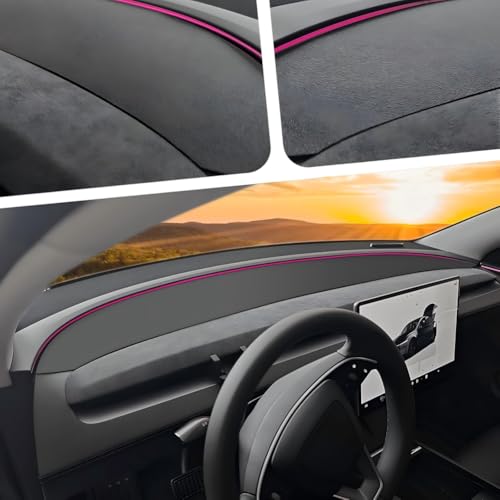 for Tesla Model Y Juniper Dashboard Cover Sunshield Suede Dash Mat Model Y Juniper Accessories Anti-Glare and Sun Protection Dashboard Pad for New Model Y Juniper 2025 2026 (Black)