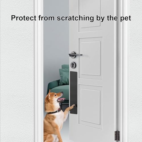 Durable Cat & Dog Door Protector from Scratching - Anti-Scratch Guard for Interior/Exterior Doors, Stainless Steel Self-Adhesive Kick Plate (Brushed Black, 4"x16")