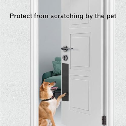 Durable Cat & Dog Door Protector from Scratching - Anti-Scratch Guard for Interior/Exterior Doors, Stainless Steel Self-Adhesive Kick Plate (Brushed Black, 4"x16")