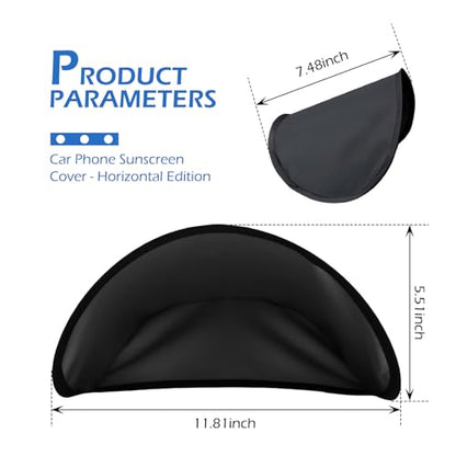 Cell Phone Sun Shade, Anti-glare & Heat-blocking Vehicle Dashboard Phone Cover, No-install Foldable Mobile Sunproof Shade, Universal for Cars, Trucks, SUVs (Black)