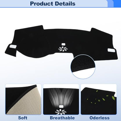 Dashboard Cover for Honda Civic 2022 2023 2024 2025 2026 Interior Polyester Dash Cover Mat Pad Carpet Non-Slip Dashboard Protector Sunshine UV & Heat Resistant Black - style: for Honda Civic 2022-2026