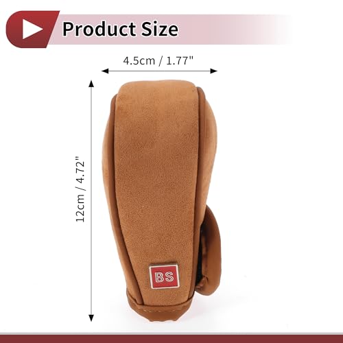 1 Pc Gear Shift Knob Cover Decoration Stick Shifting Handle Protector 12x4.5cm/4.72"x1.77" Brown Faux Leather