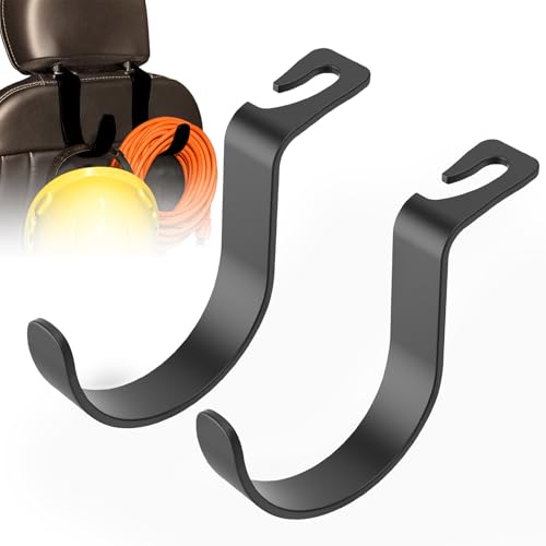 XL Hard Hat Holder for Truck, Heavy-Duty Headrest Hooks, Seat Back Organizer for Hard Hats, Bags & Gear, Universal Truck & Car Headrest Organizer, 2-Pack