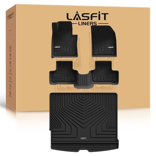 LASFIT Floor Mats & Cargo Mat for Volvo XC60 (2018-2026),XC60 All Weather Floor Liner TPE Custom Fit 1st & 2nd Row Car Mats and Floor Mats for XC60 Automotive Accessories(Not Fit PHEV (T8 Models)) - size: 2018-2026 | For Volvo XC60 |1st & 2nd Row & Cargo