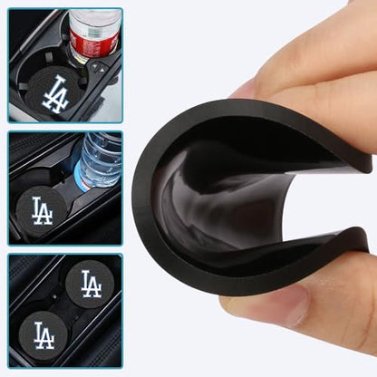 Baseball Fans Car Cup Holder Coasters for LA Dodgers Fans, 2 Pack Dodgers Silicone Non-Slip Cup Mats, 2.75" Car Cup Holder Inserts for Auto Interior - color: Dda166oqi