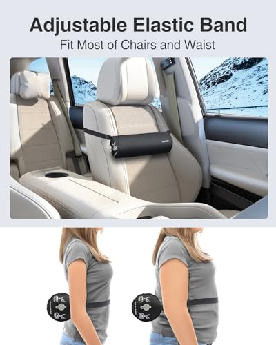 Luxtude Inflatable Lumbar Pillow for Airplane Travel, Inflatable Lumbar Support Pillow for Car & Office Chair, Neck Roll Pillows for Lower Back Pain Relief, Travel Back Support Neck Pillows